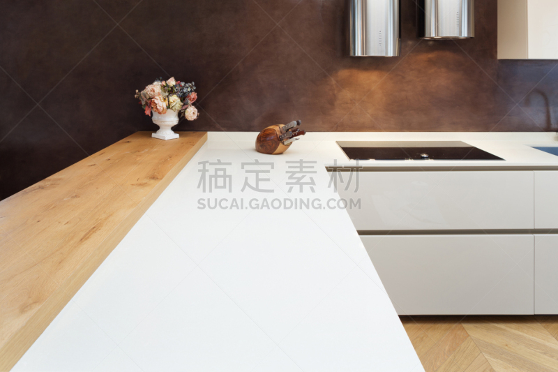 公寓,厨房,自然美,抽油烟机,褐色,新的,水平画幅,墙,无人,家庭生活