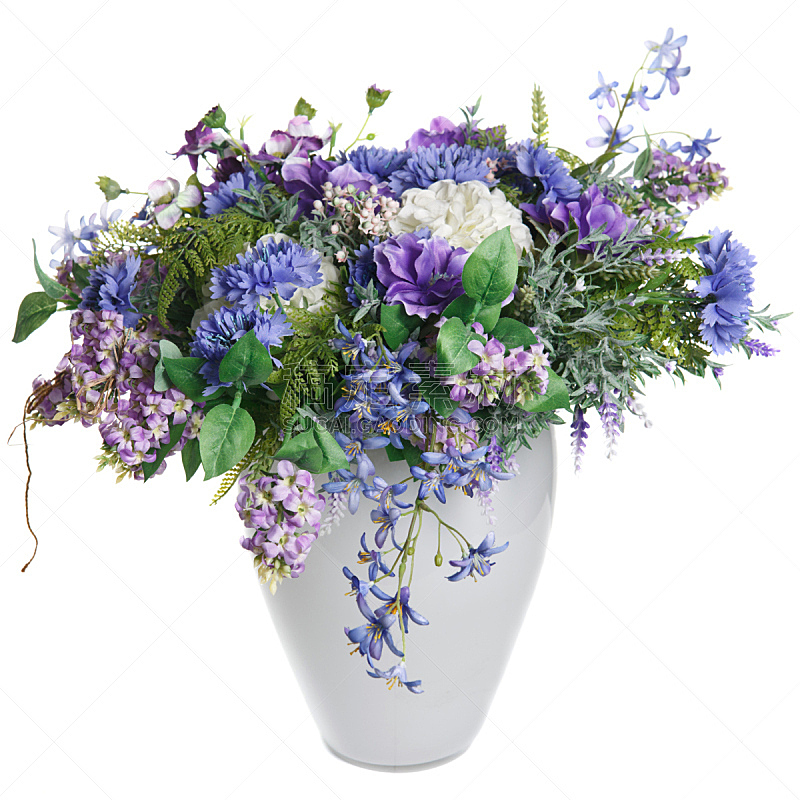花束 花瓶 分离着色 蓝色 白色背景 美 巨大的 夏天 生日 金属图片素材下载 稿定素材