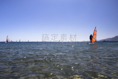 帆板运动,水,风,休闲活动,水平画幅,埃及,夏天,沙特阿拉伯,运动,彩色图片