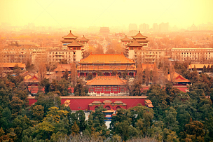 北京,航拍视角,故宫,建筑,都市风景,宫殿,水平画幅,户外,国际著名景点,屋顶