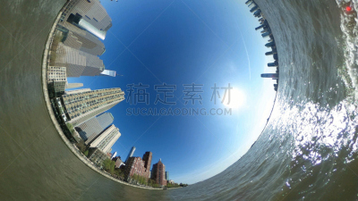 快艇,纽约州,建筑外部,摄像机拍摄角度,小星球的格式,哈德逊河,360度景观,扭曲的,紧迫,有帆船