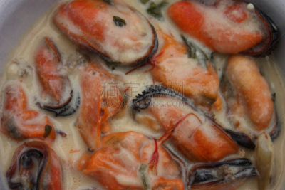 贻贝,水平画幅,法式食品,海产,餐前小吃,海蚌,法式鲜奶油