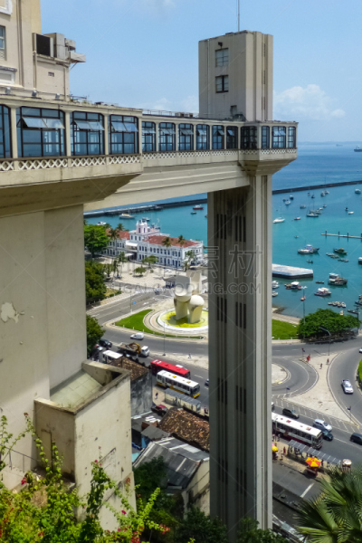 萨尔瓦多 ,海港,电梯,城市,都市风景,放低,顶部,桑托斯,贝罗里纽,巴伊亚州