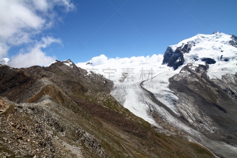 冰河,瑞士,戈尔内格拉特,策尔马特,马特洪峰,天空,水平画幅,雪,无人,夏天