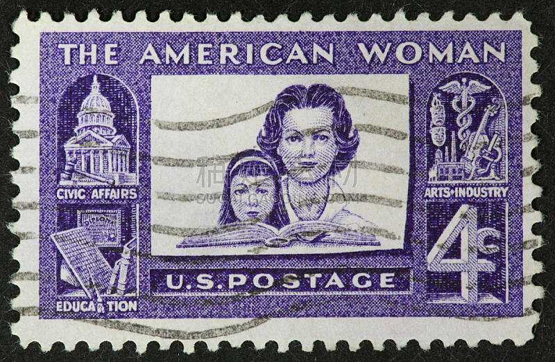 1960,女性与母性,女人,美国,艺术,水平画幅,邮戳,工业,彩色图片