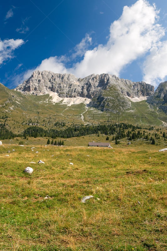 julian alps,高原,乌迪内,弗留利-威尼斯朱利亚大区,岩面,垂直画幅,天空,无人,草坪,夏天