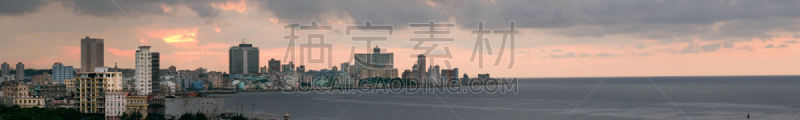 哈瓦那,全景,玛丽卡大道,哈瓦那旧址,殖民地式,纪念碑,水,古典式,美洲,顶部