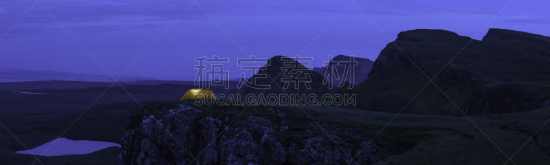 帐篷,极端地形,苏格兰,橙色,蓝山,夜晚,山顶,山,风景,发光