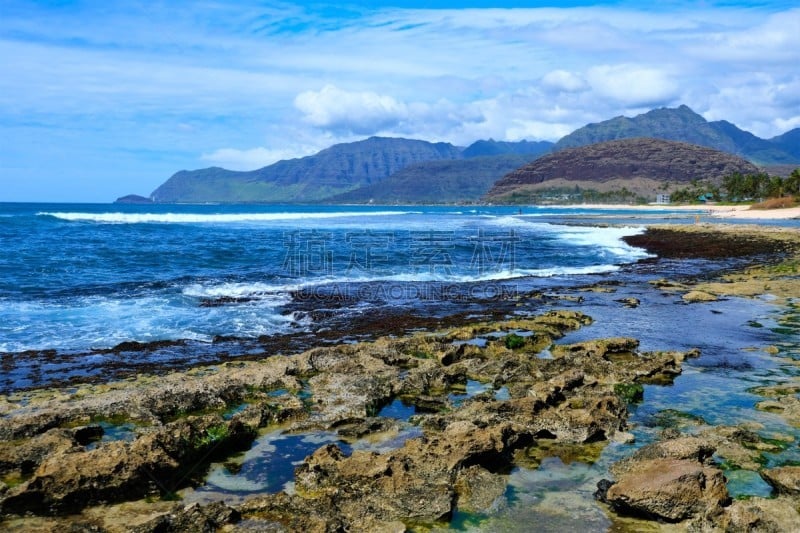 夏威夷,瓦胡岛,海滩,文学硕士,锐角,热,云景,太平洋岛屿,热带气候,云