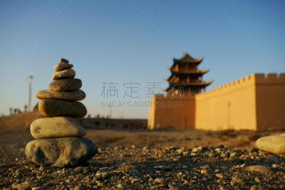长城,嘉峪关关城,天空,古老的,东亚,过去,国际著名景点,彩色图片,著名景点,风景