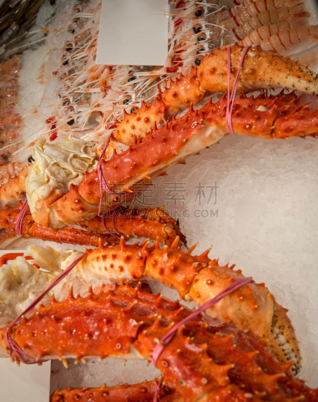 生食,海产,碎冰,蟹腿,jumbon,鱼市,悉尼,螃蟹,垂直画幅,巨大的