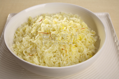 印度香米,藏红花,迷迭香米,饮食,圆形,水平画幅,素食,盘子,印度次大陆人,彩色背景
