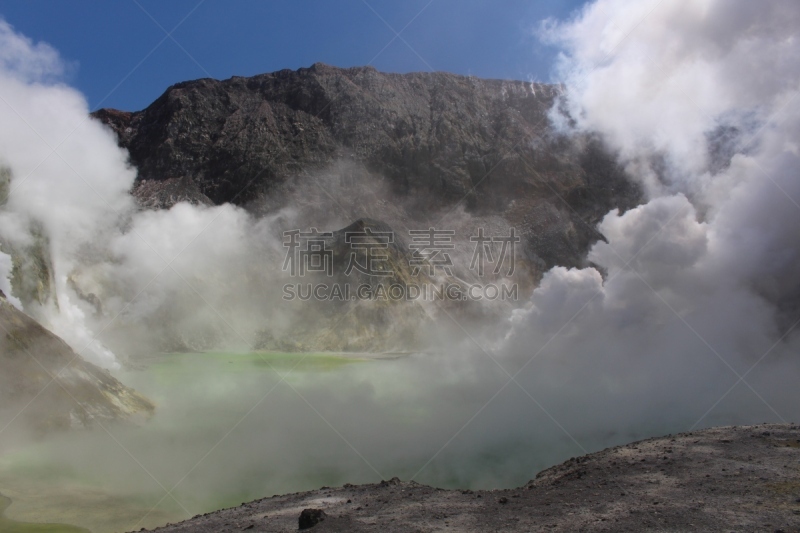 怀特岛,火山湖,水平画幅,熔岩,无人,新西兰北岛,户外,硫磺,岛,丰盛湾