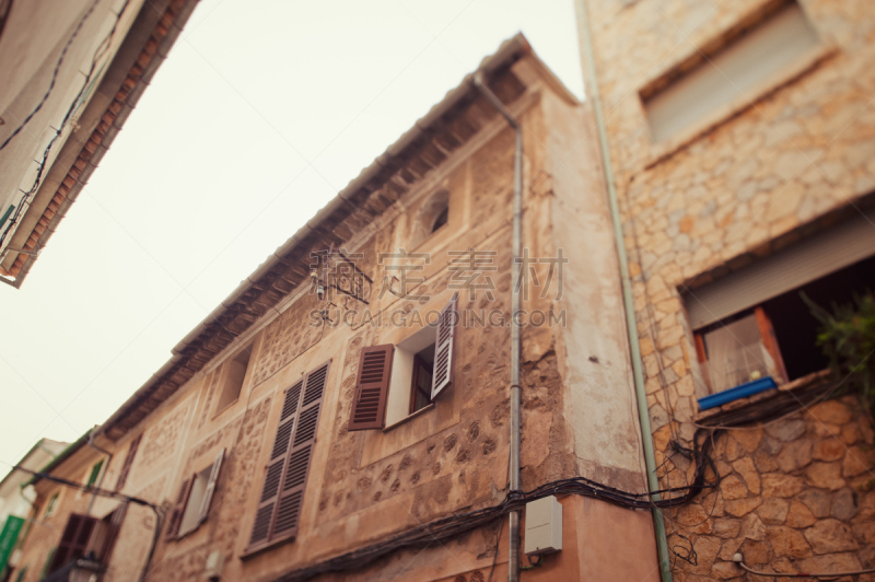 街道,马略卡,puerto de soller,索乐,步行区,人行横道,水平画幅,无人,行人,夏天