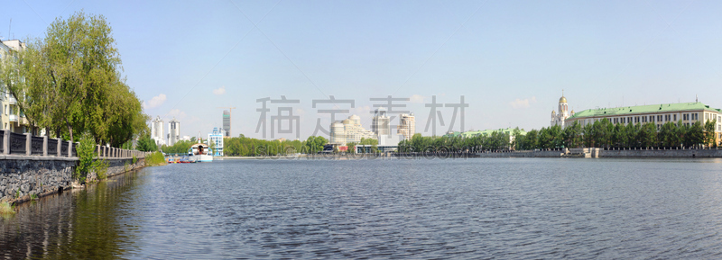 全景,城市,水,天空,乌拉尔山脉,水平画幅,无人,户外,云景,俄罗斯
