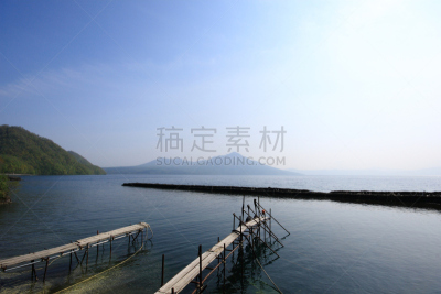 码头,千岁,北海道,水平画幅,山,无人,河流,户外,太平洋,湖