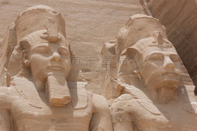 Rameses II,阿布辛比尔,雕像,天空,水平画幅,古老的,巨大的,埃及,石材,石头
