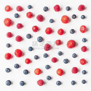 覆盆子,蓝莓,草莓,清新,式样,浆果,水果,白色背景,在上面,红色