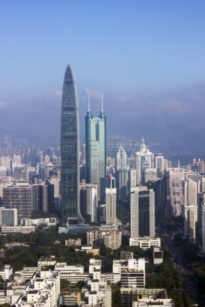 城市天际线,深圳,建筑外部,垂直画幅,天空,地形,建筑,无人,蓝色,经济特区