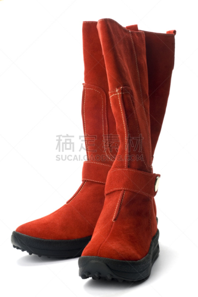 靴子,白色,红色,分离着色,高筒靴,个人随身用品,垂直画幅,新的,无人,皮革