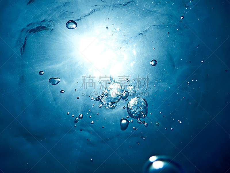 水面,水下,泡泡,日光,背景,水中呼吸器,在底端,波纹,水肺潜水,深的
