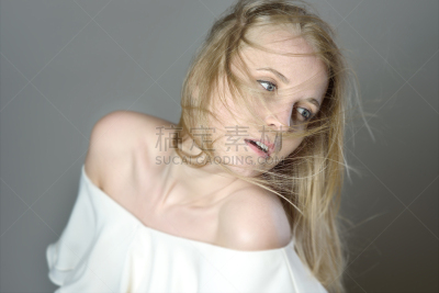 长的,头发,金色头发,自然,自然美,彩妆,女人,自然界的状态,风,肖像