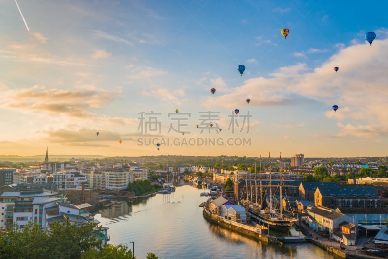 布里斯托国际热气球节,水,天空,水平画幅,夜晚,无人,海港,气球,夏天,户外