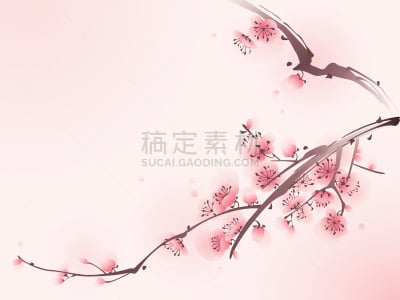 春天,樱花,时尚,绘画作品,东方人,梅花,墨水和刷子,风,复古风格,自然美