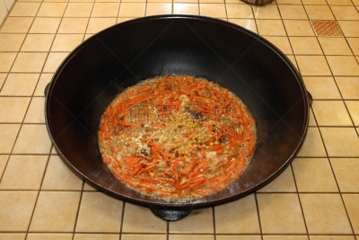 巨大的,碗,肉,肉饭,香菜,加冕式,乌兹别克斯坦,美,胡萝卜,芳香的