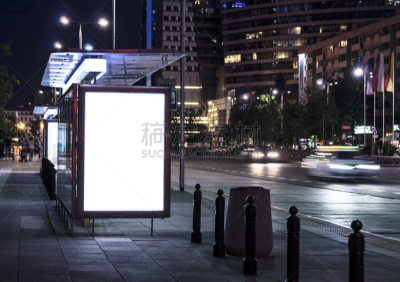 公共汽车站,空白的,波兰,夜晚,留白,街道,建筑外部,城市