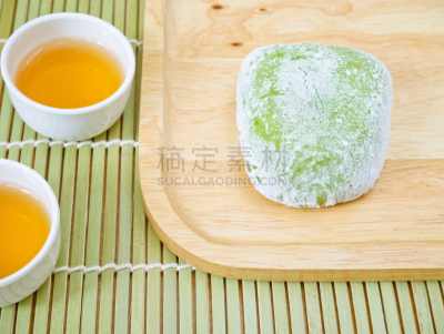 绿茶,年糕,日本米糕,大福饼,糯米团,粳米,粘的,茶杯,米,茶