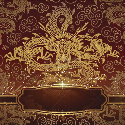 龙,背景,贺卡,绘画作品,art deco风格,边框,纹理效果,无人,绘画插图,符号