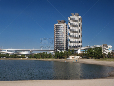 台场,塔,豪宅,海滩,公寓,城市生活,台场海滨公园,东京,房屋,风景