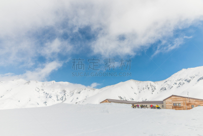雪,山,蓝色,高处,在下面,天空,水平画幅,日本阿尔卑斯山脉,富山