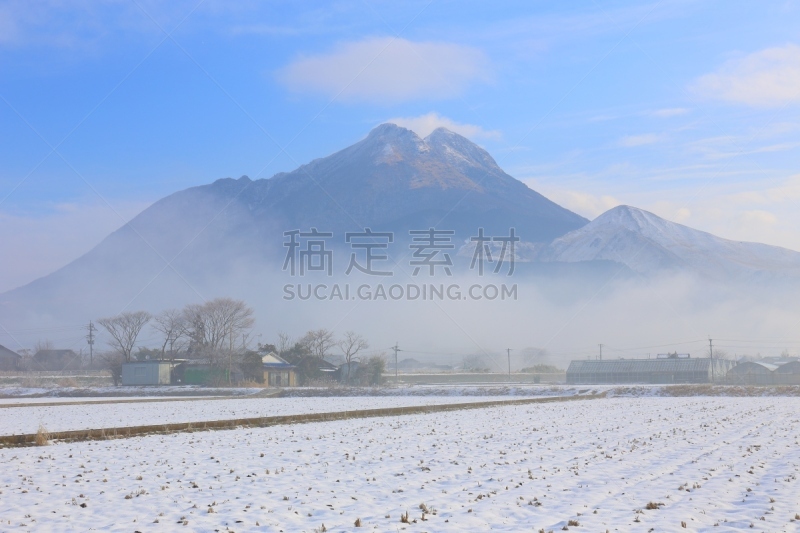 汤布院,雪,凫山,由布市,大分县,水平画幅,冬天,无人,户外,摄影