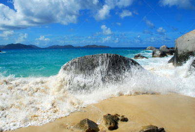 维京果岛,波浪,托投拉岛,水平画幅,岩石,无人,海洋,海浪,加勒比海地区,破坏