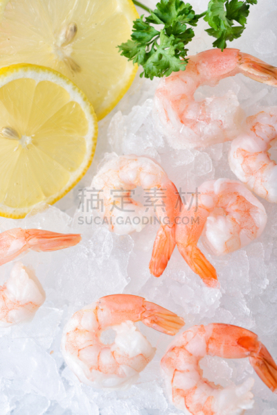 对虾,虾,虎纹,砍头的,清新,华贵,食品,橙色,柠檬,煮食
