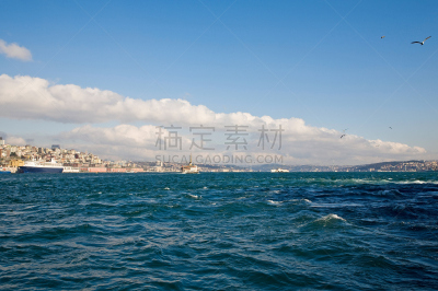 伊斯坦布尔,天空,客船,水平画幅,无人,蓝色,欧洲,客轮,户外,船