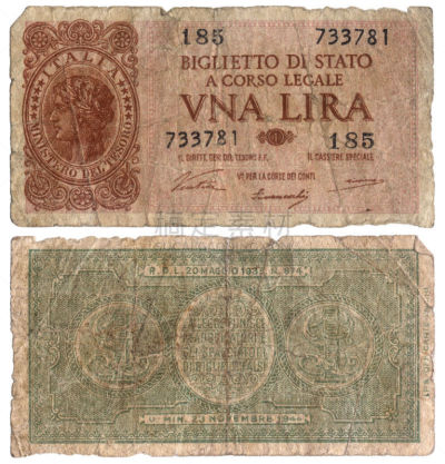 1933,古老的,数字1,里拉符号,意大利里拉,垂直画幅,正面视角,古董,银行,风化的