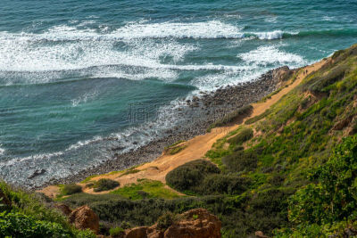 风景,bluff cove,旅途,南加利福尼亚,加利福尼亚,不关心,春天,海岸线,小路,波浪