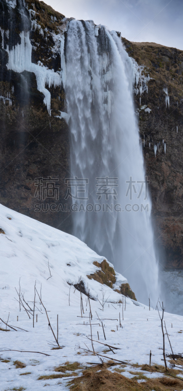 欧洲,冰岛国,塞里雅兰瀑布,寒冷,环境,云,雪,著名景点,自然美,河流