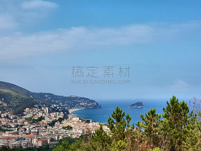 海岸线,背景,岛,菲纳莱利古雷,天空,美,水平画幅,山,旅行者,夏天