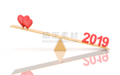 新年前夕,三维图形,2019,符号,图像,心型,事件,比例,多样,比较