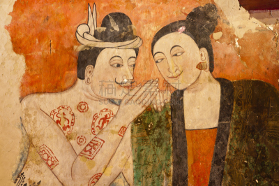 泰国,壁画,过去,朴明寺,国际著名景点,老年男人,国内著名景点,仅老年男人