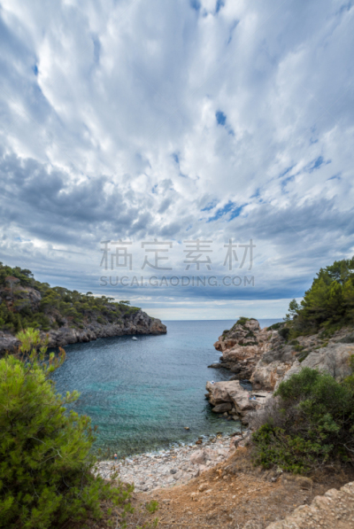 马略卡,查拉海滩,巴利阿里群岛,自然,垂直画幅,图像,海洋,无人,海岸线,地中海