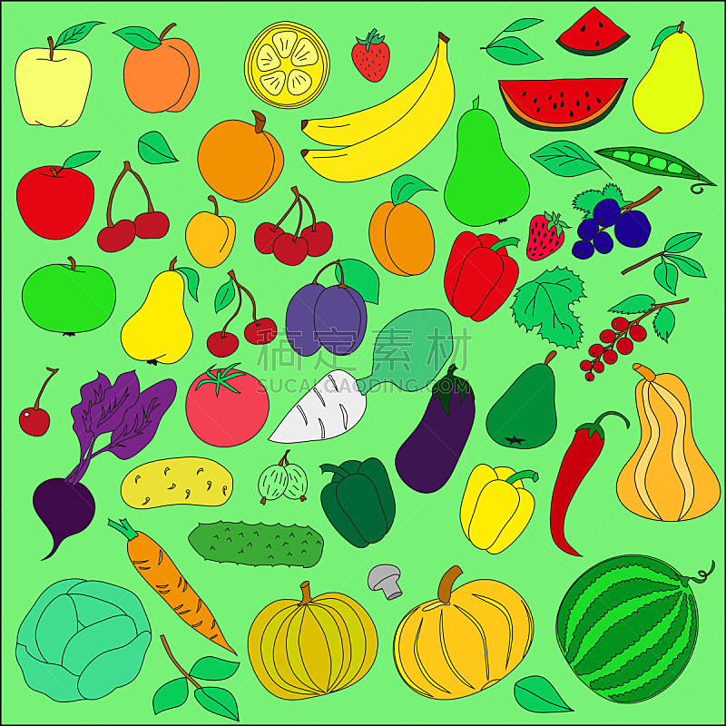 水果,蔬菜,英文字母a,式样,墨水,铅笔,方形画幅,里面,书,矢量