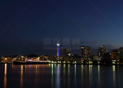 横滨,城市,横滨地标大厦,横滨高速铁路,摩天轮,水,里山,仓库,水平画幅,夜晚
