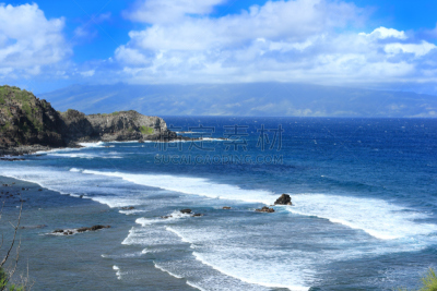 毛伊岛,海滩,自然美,哈纳海岸,哈纳,火山岩,水,天空,留白,高视角