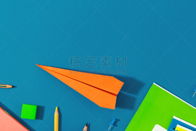 学校用品,背景,在上面,看风景,纸飞机,平铺,重返校园,边框,铅笔,技术