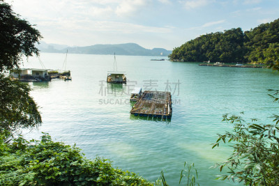 湖,渔船,两只动物,水,天空,美,水平画幅,山,海港,美人